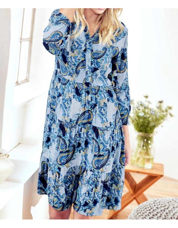 Šaty s potlačou Linea Tesini, modro-farebné