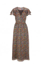 Maxi šifónové šaty s kvetinovou potlačou a volánmi Tommy Jeans, farebné