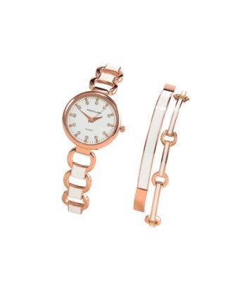 Heine 3-dielna sada, náramkové hodinky + 2 náramky, ružovo-biela