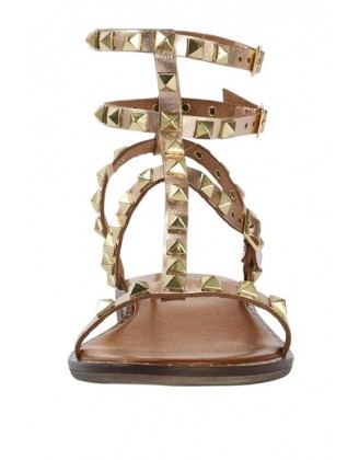 Kožené sandále s nitmi Heine, zlatej farby