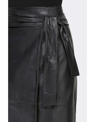 Kožená sukňa v zavinovacom vzhľade Rick Cardona, čierna