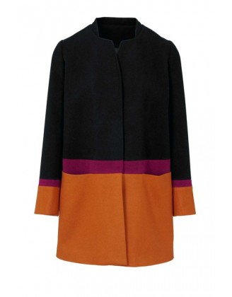 Vlnený kabát HEINE, čierno-oranžovo-ružová