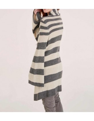 Pruhovaný dlhý sveter Heine, šedá-sivobiela
