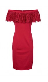 Šaty Carmen s čipkou Ashley Brooke, červená