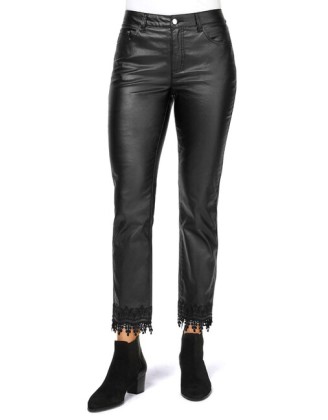 Nohavice z imitácie kože s čipkou Linea Tesini, čierne