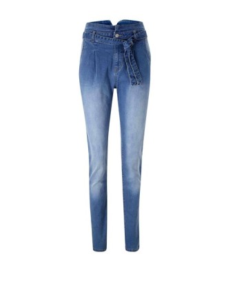 Paperbag džínsy s vysokým pásom Linea Tesini, modré