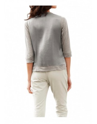 Ľanový sveter s hodvábom B.C. Heine, sivobéžová