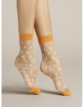 FIORE silonkové ponožky bodkované oranžové, PAPAVERO
