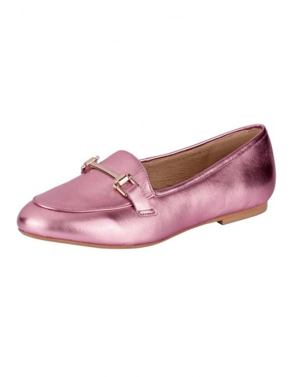 Kožené topánky Heine, ružová-metalická