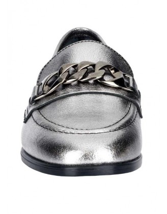 Kožená topánka s kovovou ozdobou Heine, strieborná