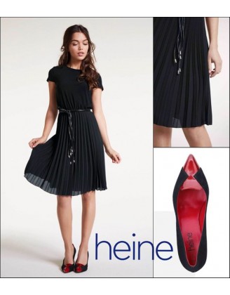 Plisované šaty s opaskom Heine, čierna