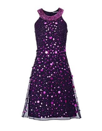 koktejlové flitrované šaty Ashley Brooke, čierno-ružové