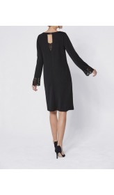 Création L Premium džersejové šaty s čipkou, čierna