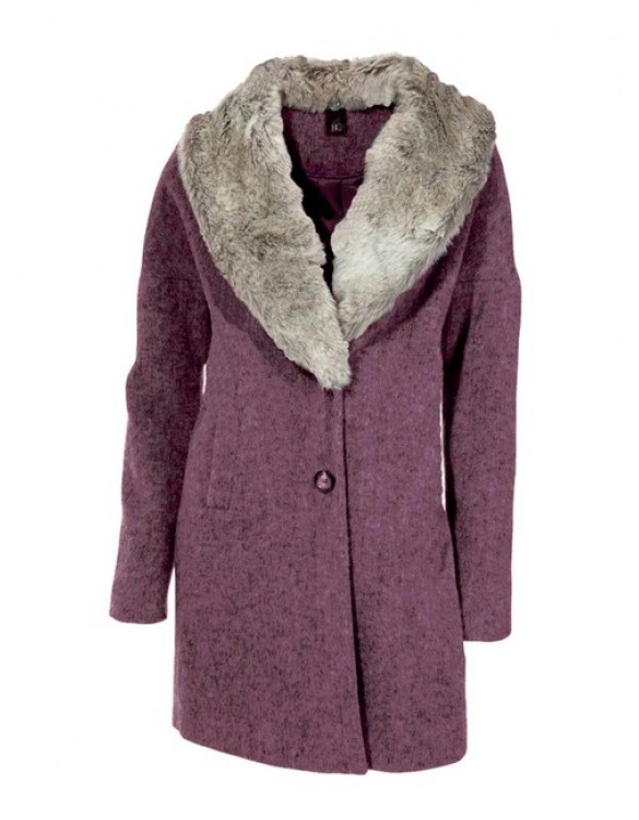 Fialový vlnený kabát HEINE - B.C.