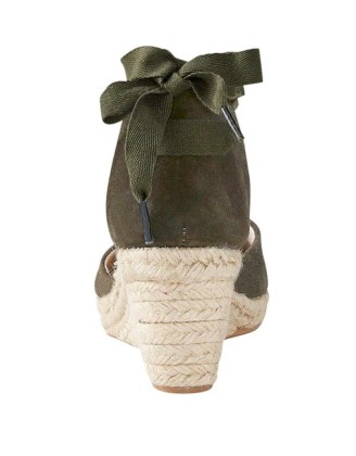 Klinové sandále s výšivkou Heine, khaki