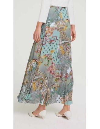 Maxi sukňa s potlačou kvetov a paisley Linea Tesini, farebná