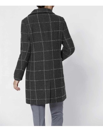 Karovaný vlnený kabát Isabell Schmitt Collection, sivý