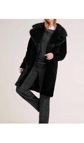Kabát z umelej kožušiny Heine, čierna