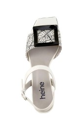 Kožené sandále s potlačou listov Heine, bielo-čierna
