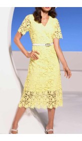 Čipkované šaty Ashley Brooke, citrónové