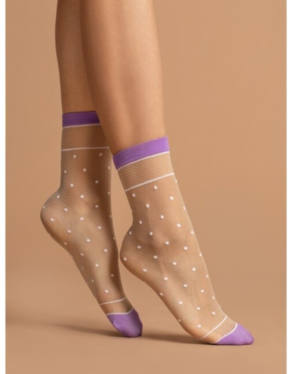 FIORE silonkové ponožky LIZ 15 den, bielo-fialová