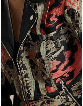 Kožená bunda nappa s výšivkou Rick Cardona, čierno-farebná