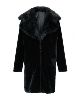 Kabát z umelej kožušiny Heine, čierna