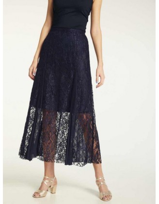 Čipkovaná sukňa s plisom HEINE, tmavomodrá