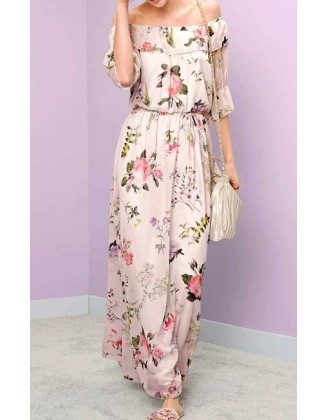 Maxi šaty jemnou kvetinovou potlačou Heine, ružovo-farebné